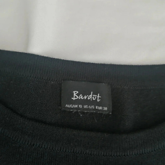 Bardot Wool Blend Boat Neck Black Sweater Ruffle Bell Sleeves 6 - Picture 7 of 13